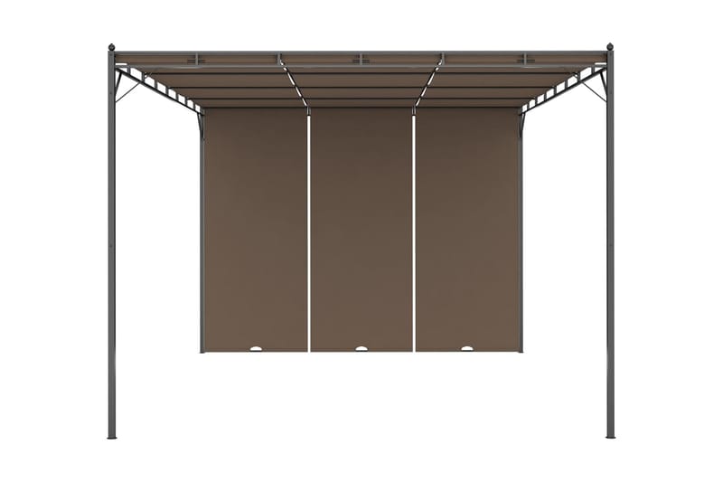 Trädgårdspaviljong med draperier 4x3x2,25 m taupe - Brun - Utemöbler - Solskydd - Paviljonger - Komplett paviljong