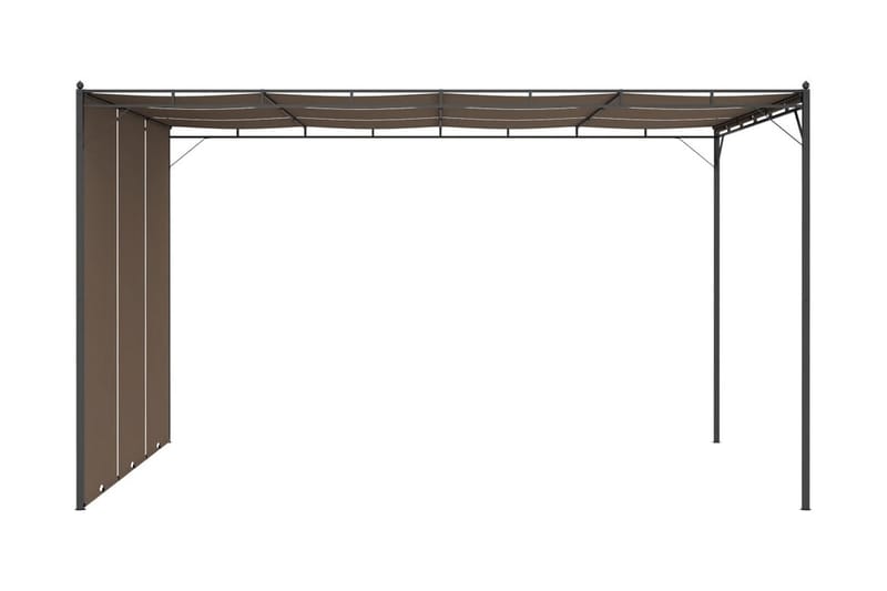 Trädgårdspaviljong med draperier 4x3x2,25 m taupe - Brun - Utemöbler - Solskydd - Paviljonger - Komplett paviljong