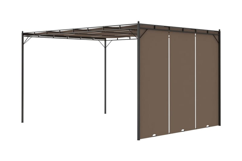Trädgårdspaviljong med draperier 4x3x2,25 m taupe - Brun - Utemöbler - Solskydd - Paviljonger - Komplett paviljong