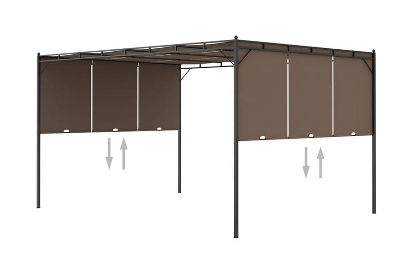 Trädgårdspaviljong med draperier 4x3x2,25 m taupe - Brun - Utemöbler - Solskydd - Paviljonger - Komplett paviljong