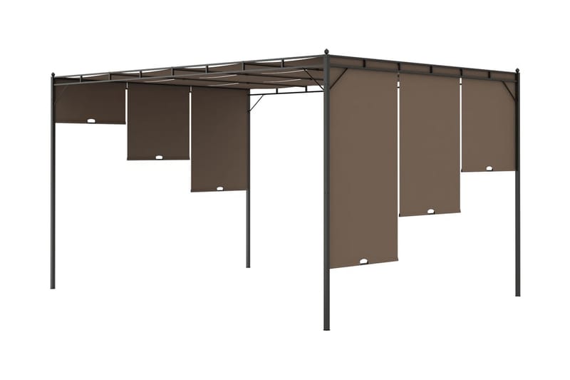 Trädgårdspaviljong med draperier 4x3x2,25 m taupe - Brun - Utemöbler - Solskydd - Paviljonger - Komplett paviljong
