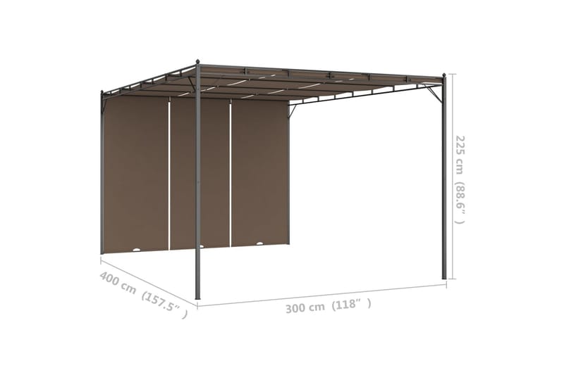 Trädgårdspaviljong med draperier 4x3x2,25 m taupe - Brun - Utemöbler - Solskydd - Paviljonger - Komplett paviljong