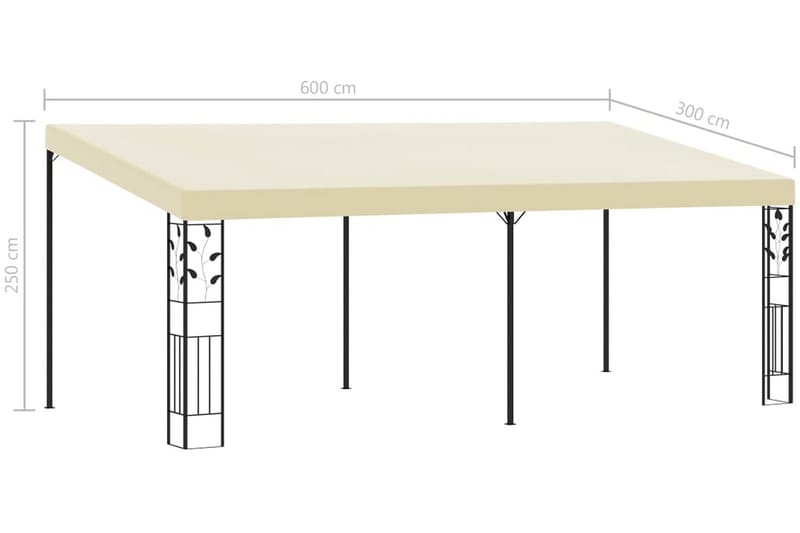 Väggmonterad paviljong 6x3x2,5 m gräddvit - Vit - Utemöbler - Solskydd - Paviljonger - Komplett paviljong