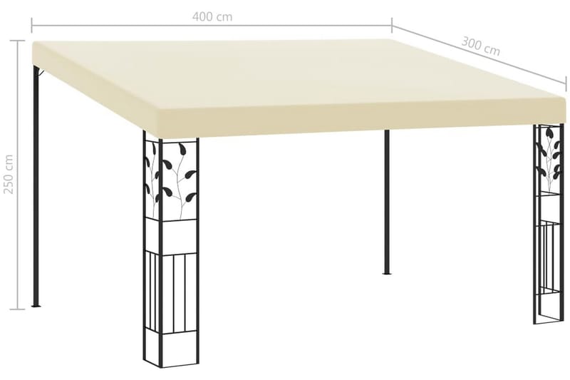 Väggmonterad paviljong 4x3x2,5 m gräddvit - Vit - Komplett paviljong