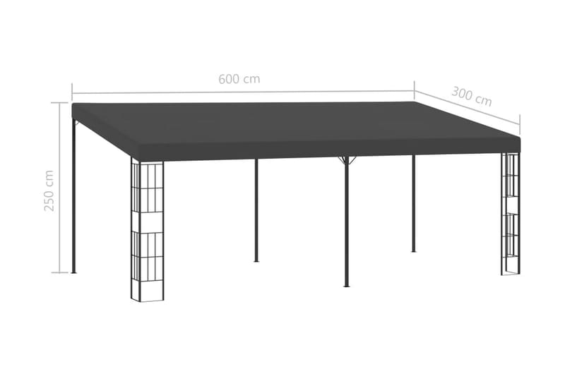 Väggmonterad paviljong 3x6 m antracit tyg - Antracit - Komplett paviljong