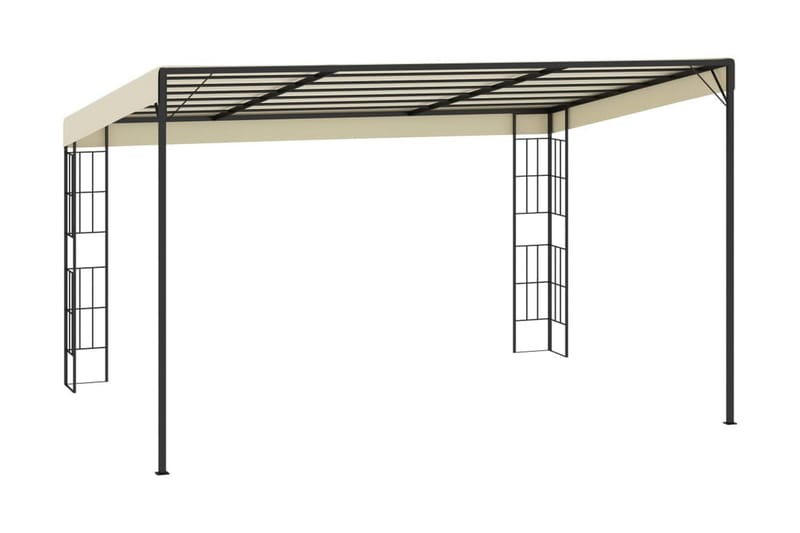 Väggmonterad paviljong 3x4 m gräddvit tyg - Vit - Komplett paviljong