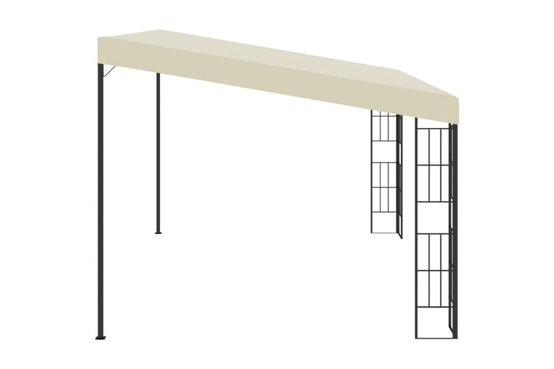 Väggmonterad paviljong 3x4 m gräddvit tyg - Vit - Komplett paviljong