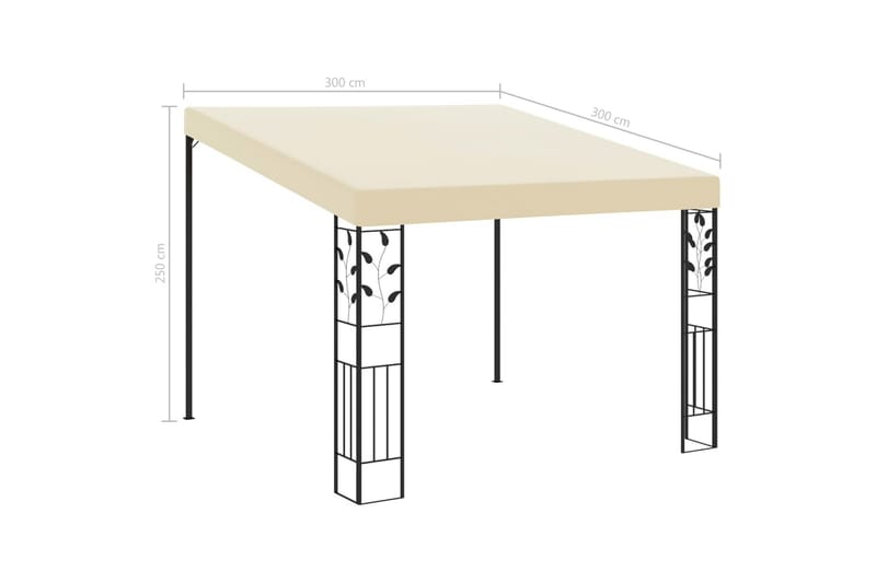 Väggmonterad paviljong 3x3x2,5 m gräddvit - Vit - Utemöbler - Solskydd - Paviljonger - Komplett paviljong