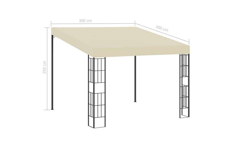 Väggmonterad paviljong 3x3 m gräddvit tyg - Kräm - Komplett paviljong