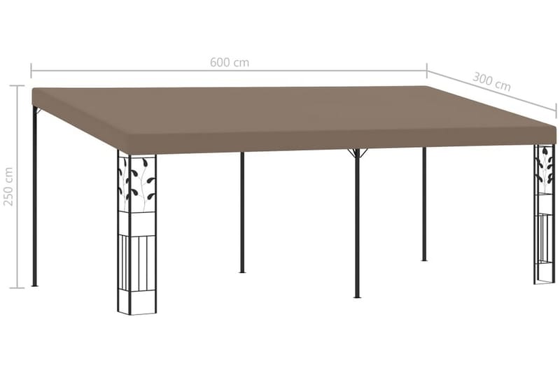 Väggmonterad paviljong 6x3x2,5 m taupe - Brun - Utemöbler - Solskydd - Paviljonger - Komplett paviljong