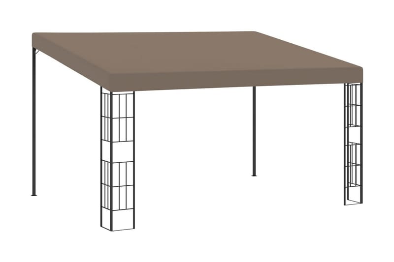 Väggmonterad paviljong 4x3 m taupe tyg - Brun - Komplett paviljong