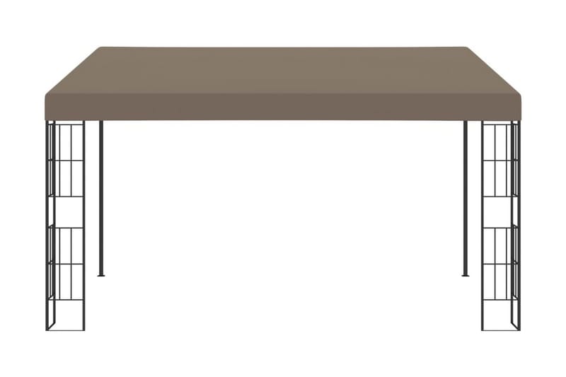 Väggmonterad paviljong 4x3 m taupe tyg - Brun - Utemöbler - Solskydd - Paviljonger - Komplett paviljong