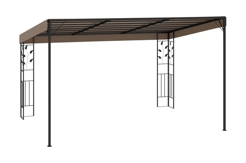 Väggmonterad paviljong 4x3x2,5 m taupe - Brun - Utemöbler - Solskydd - Paviljonger - Komplett paviljong