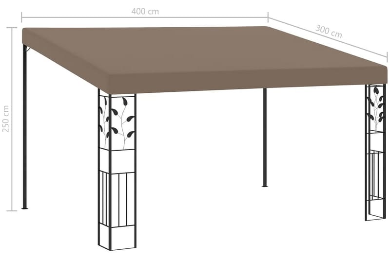 Väggmonterad paviljong 4x3x2,5 m taupe - Brun - Utemöbler - Solskydd - Paviljonger - Komplett paviljong