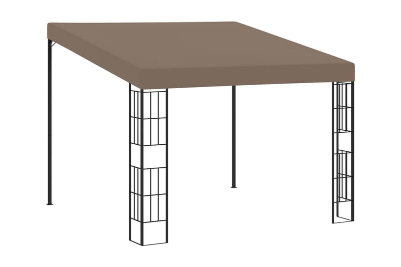 Väggmonterad paviljong 3x3 m taupe tyg - Brun - Komplett paviljong