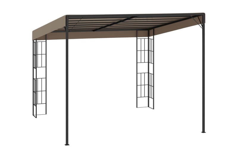 Väggmonterad paviljong 3x3 m taupe tyg - Brun - Utemöbler - Solskydd - Paviljonger - Komplett paviljong