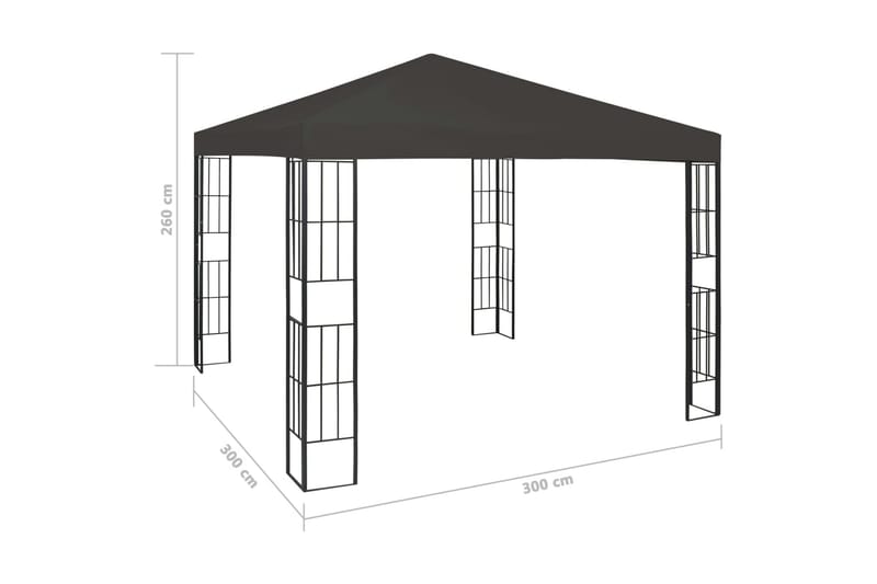 Paviljong 3x3 m antracit - Grå - Komplett paviljong