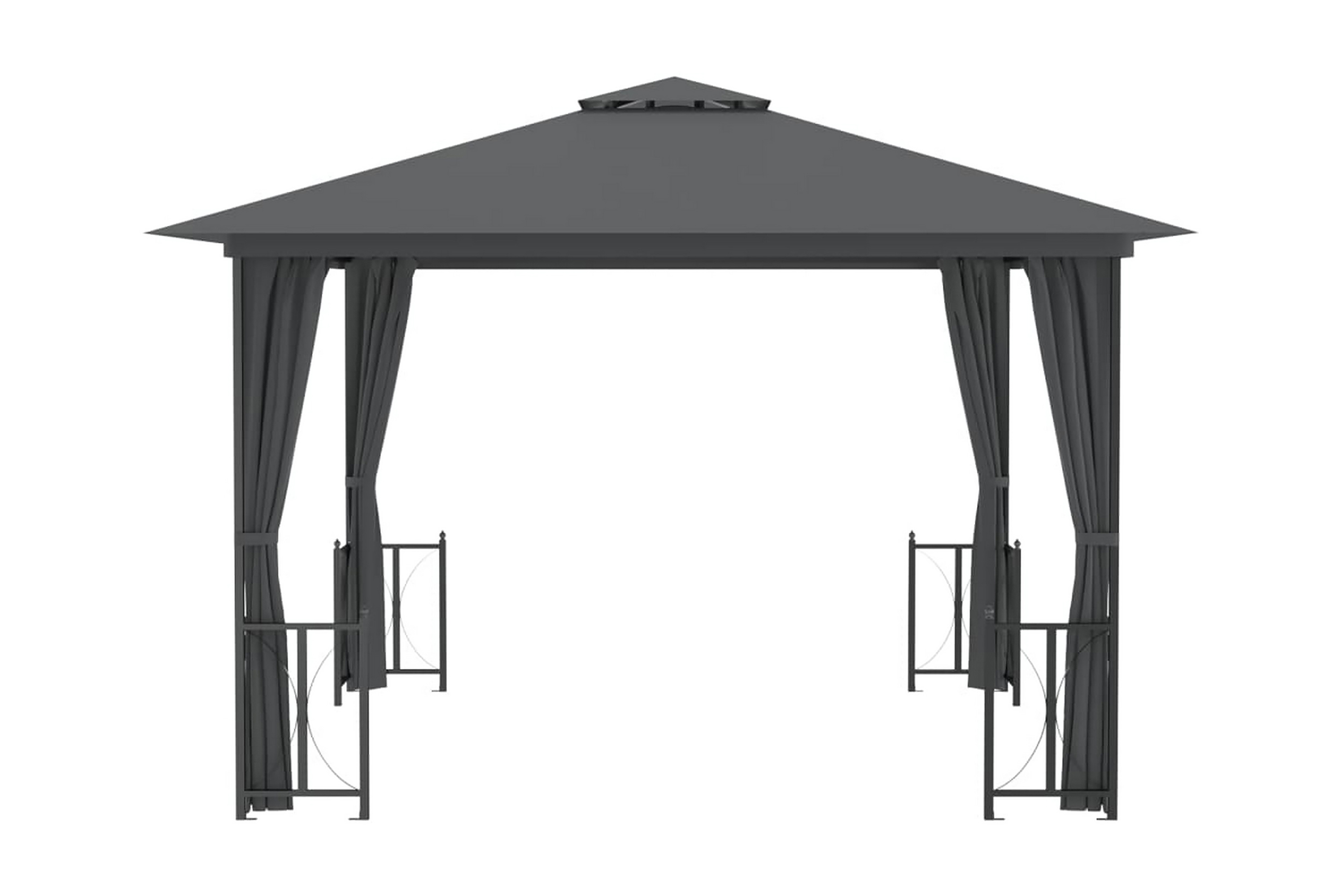 Paviljong med draperier och dubbelt tak 3×3 m antracit – Antracit