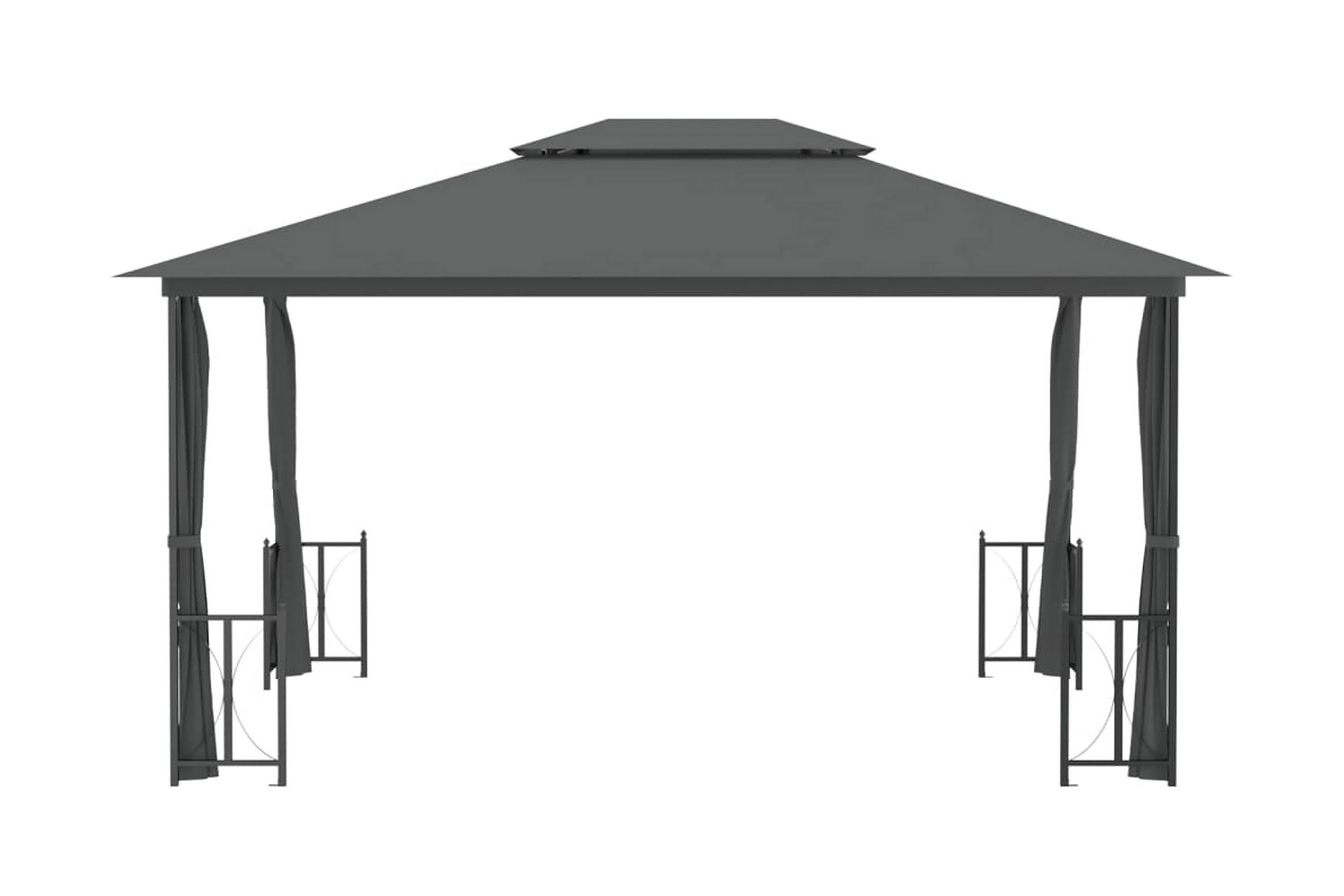 Paviljong med draperier och dubbelt tak 3×4 m antracit – Antracit