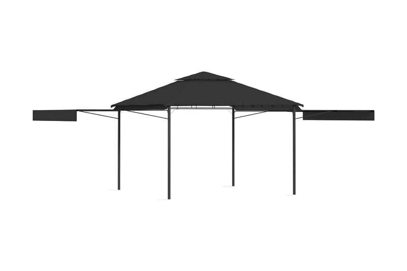 Paviljong med förlängda tak 3x3x2,75 m antracit 180 g/m² - Grå - Komplett paviljong