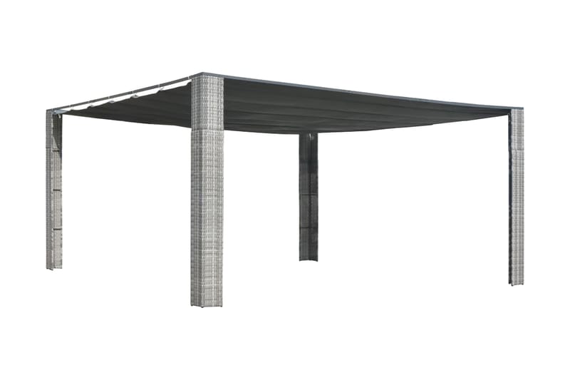 Paviljong med skjutbart tak konstrotting 400x400x200 cm grå - Grå - Komplett paviljong