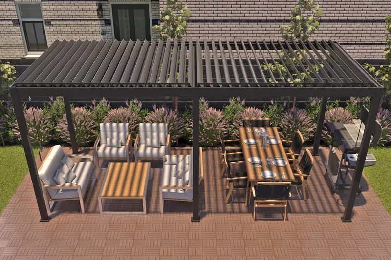 Mirador Paviljong utan Väggar 300x400x250 cm - Mörkgrå - Utemöbler - Solskydd - Paviljonger - Paviljong med tak