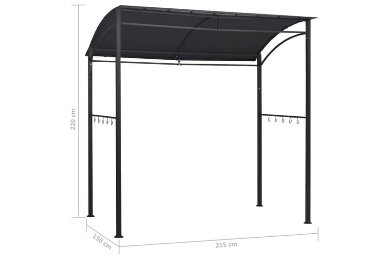 Grilltält 215x150x220 cm antracit stål - Antracit - Utemöbler - Solskydd - Paviljonger - Paviljongtak