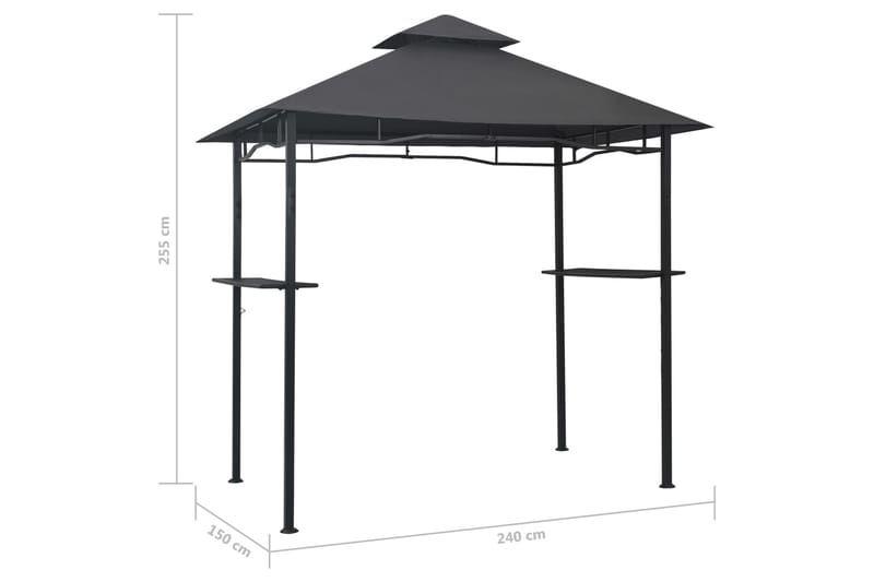 Grilltält 240x150x255 cm antracit stål - Grå - Utemöbler - Solskydd - Paviljonger - Paviljongtak