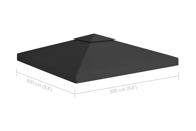 Paviljongtak med ventilering 310 g/m² 3x3 m svart - Svart - Utemöbler - Solskydd - Paviljonger - Paviljongtak