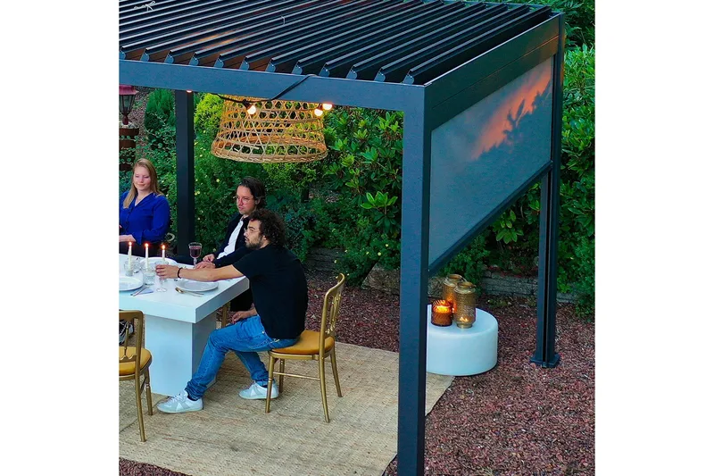 Mirador Alasvedettävä paviljongin seinä 3m Grå - Utemöbler - Solskydd - Paviljonger - Paviljongväggar