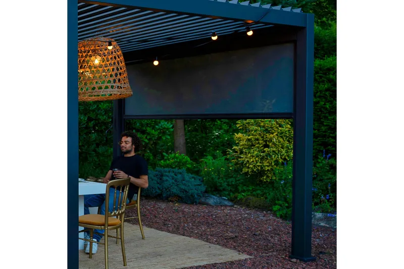 Rullgardin Paviljong vägg MiradorR 3m Grå - Utemöbler - Solskydd - Paviljonger - Paviljongväggar