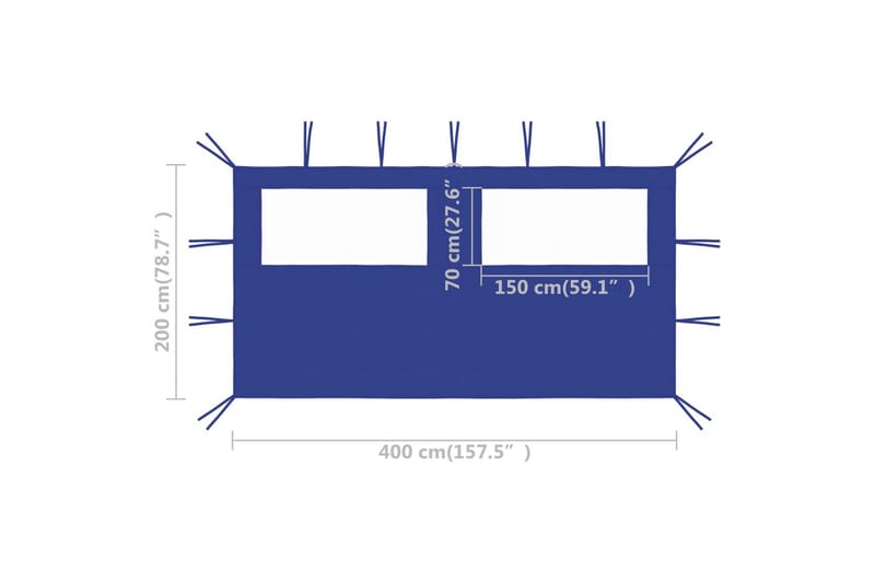 Sidovägg med fönster till partytält 4x2 m blå - Blå - Paviljongväggar