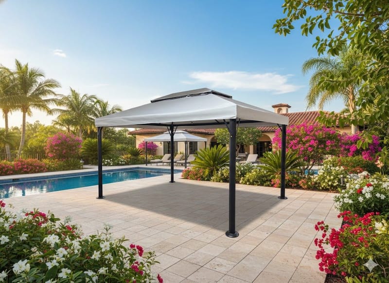 Utepaviljong SUNSET Paviljong 3x4 m - grå - Utemöbler - Solskydd - Paviljonger - Komplett paviljong