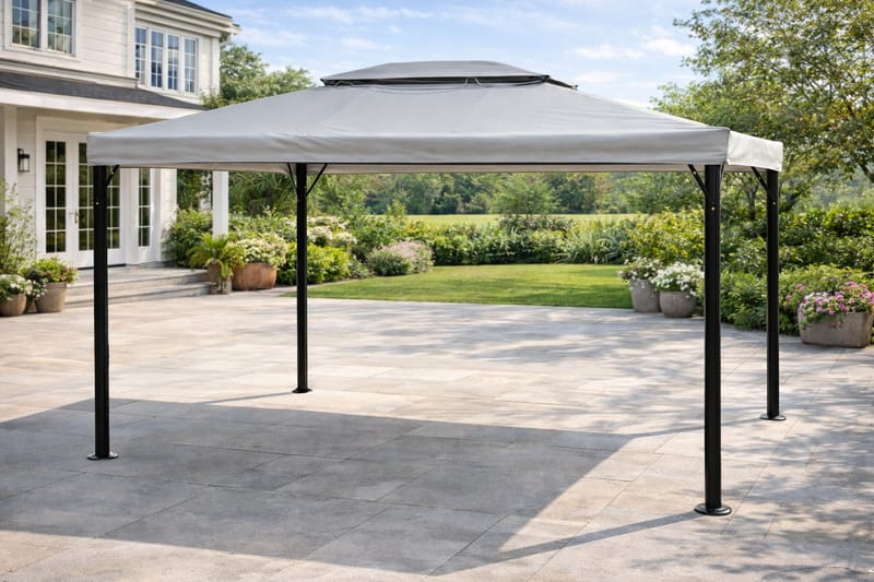 Utepaviljong SUNSET Paviljong 3x4 m - grå - Utemöbler - Solskydd - Paviljonger - Komplett paviljong