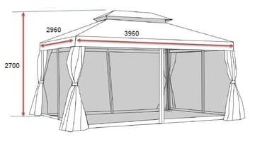 Utepaviljong SUNSET Paviljong 3x4 m - grå - Utemöbler - Solskydd - Paviljonger - Komplett paviljong