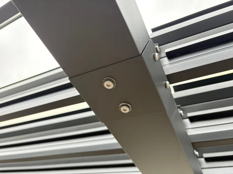 Pergola 3x3 m med lamelltak | Grå stålpergola för uteplats - Mörkgrå - Utemöbler - Solskydd - Pergola