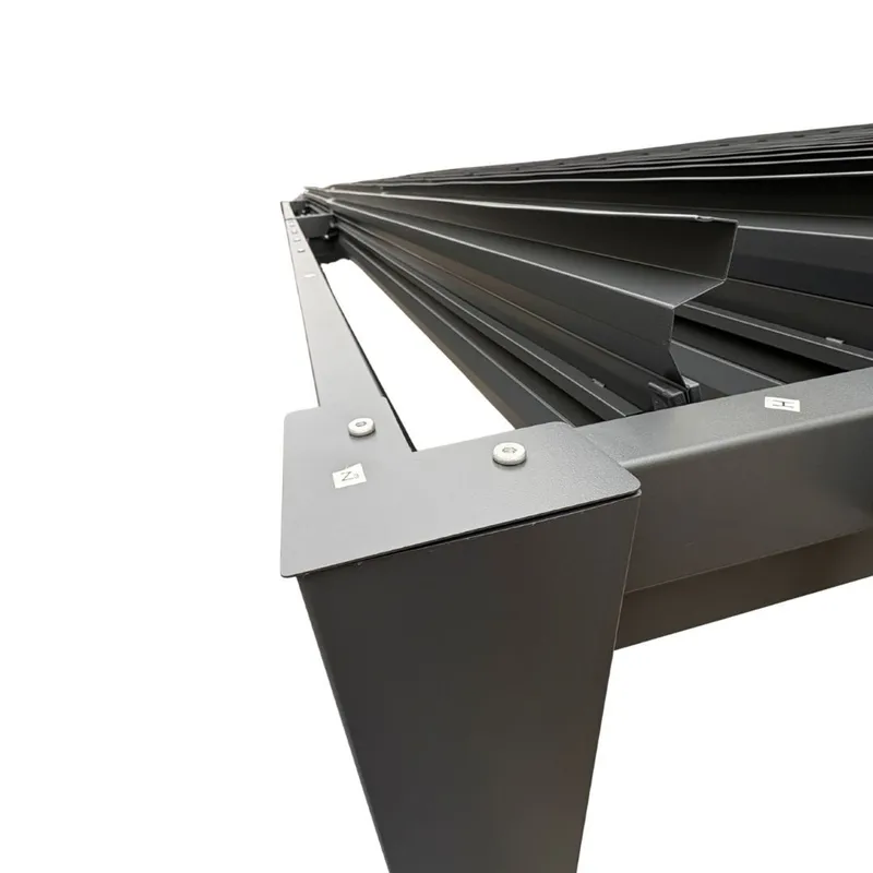Pergola 3x3 m med lamelltak | Grå stålpergola för uteplats - Mörkgrå - Utemöbler - Solskydd - Pergola