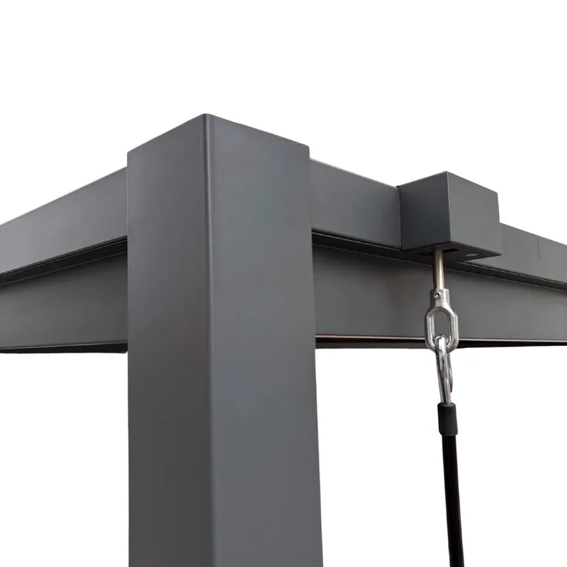 Pergola 3x3 m med lamelltak | Grå stålpergola för uteplats - Mörkgrå - Utemöbler - Solskydd - Pergola