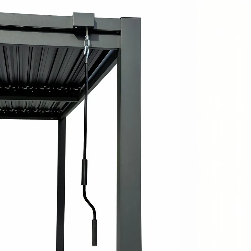 Pergola 4x3 m med lamelltak | Grå stålpergola för uteplats & trädgård - Mörkgrå - Utemöbler - Solskydd - Pergola