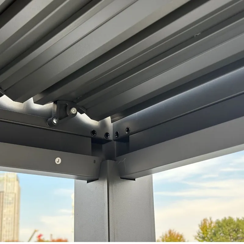 Pergola 4x3 m med lamelltak | Grå stålpergola för uteplats & trädgård - Mörkgrå - Utemöbler - Solskydd - Pergola