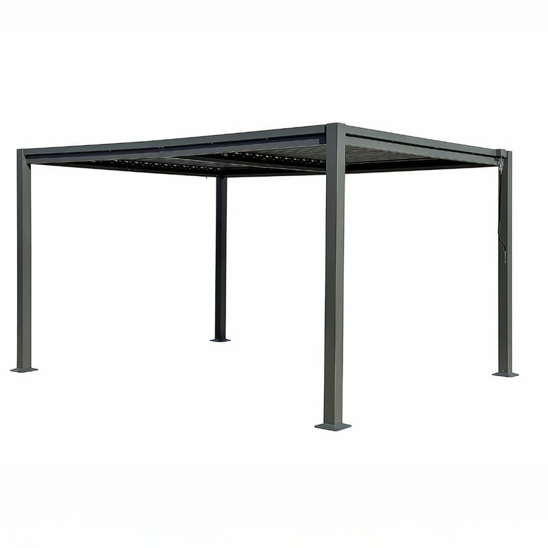 Pergola 4x3 m med lamelltak | Grå stålpergola för uteplats & trädgård, Mörkgrå