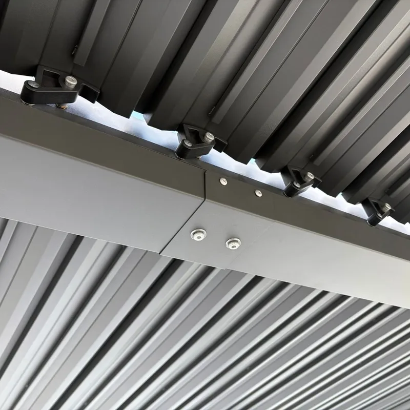 Pergola 4x3 m med lamelltak | Grå stålpergola för uteplats & trädgård - Mörkgrå - Utemöbler - Solskydd - Pergola