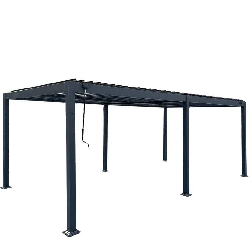 Pergola 6x3 m | justerbart lamelltak | Aluminiumram | Grå, Mörkgrå