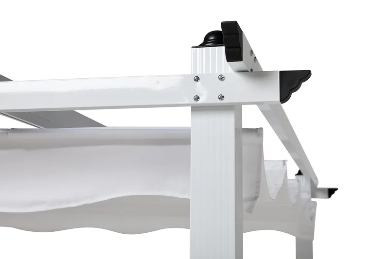 Fristående pergola med hopfällbart tak för altan och trädgård 4x3 - Vit / Aluminium - Utemöbler - Solskydd - Pergola