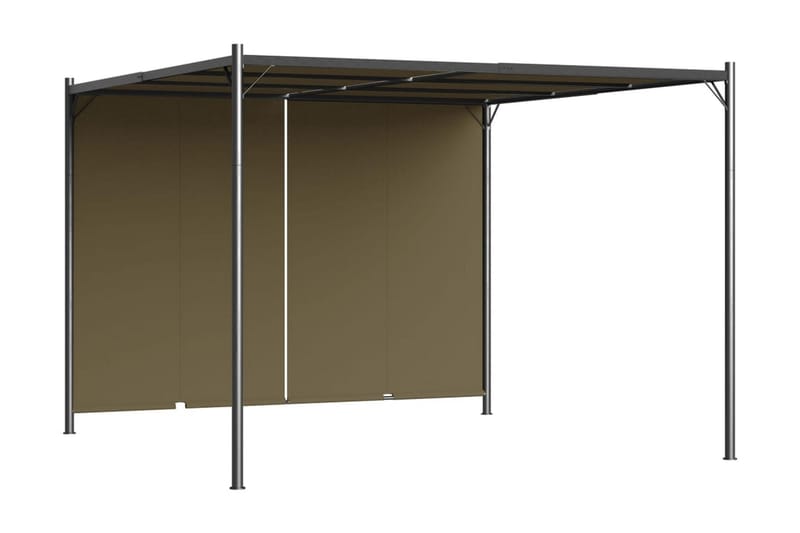 Pergola med infällbart tak 3x3 m taupe 180 g/m² - Brun - Pergola