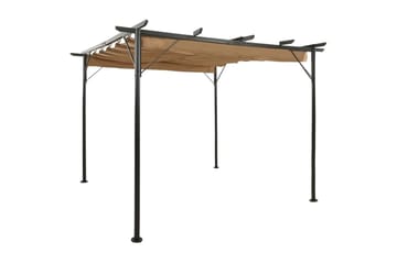 Pergola med infällbart tak taupe 3x3 m stål 180 g/m²