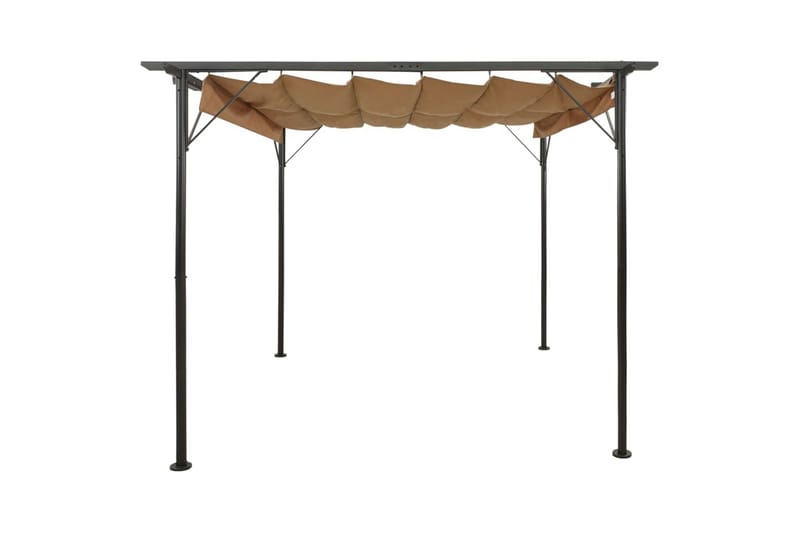 Pergola med infällbart tak taupe 3x3 m stål 180 g/m² - Brun - Utemöbler - Solskydd - Pergola