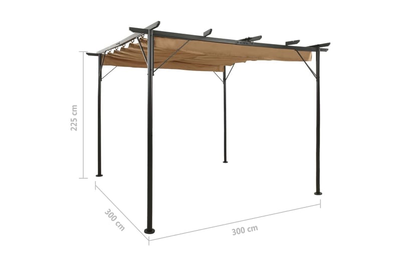 Pergola med infällbart tak taupe 3x3 m stål 180 g/m² - Brun - Utemöbler - Solskydd - Pergola