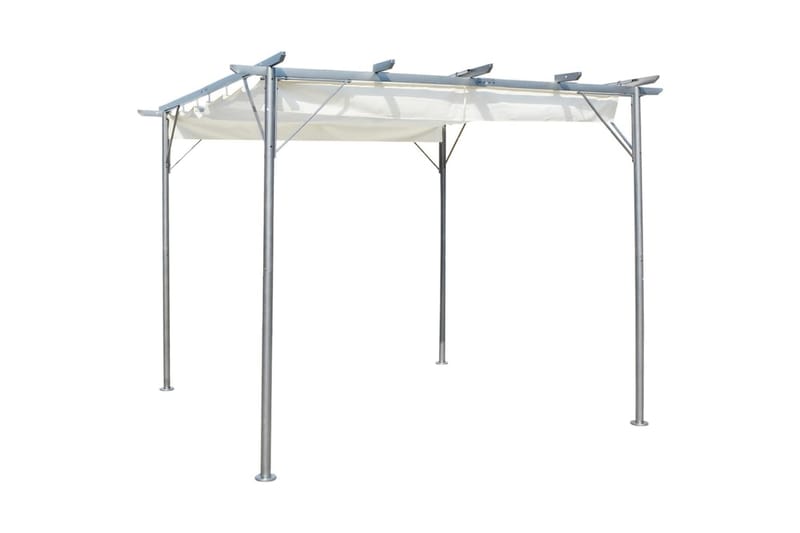 Pergola med indragbart tak gräddvit 3x3 m stål - Vit - Pergola