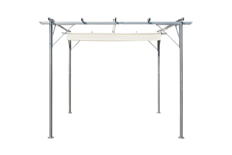 Pergola med indragbart tak gräddvit 3x3 m stål - Vit - Pergola